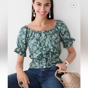 J.crew  Gathered scoopneck top in vintage vines